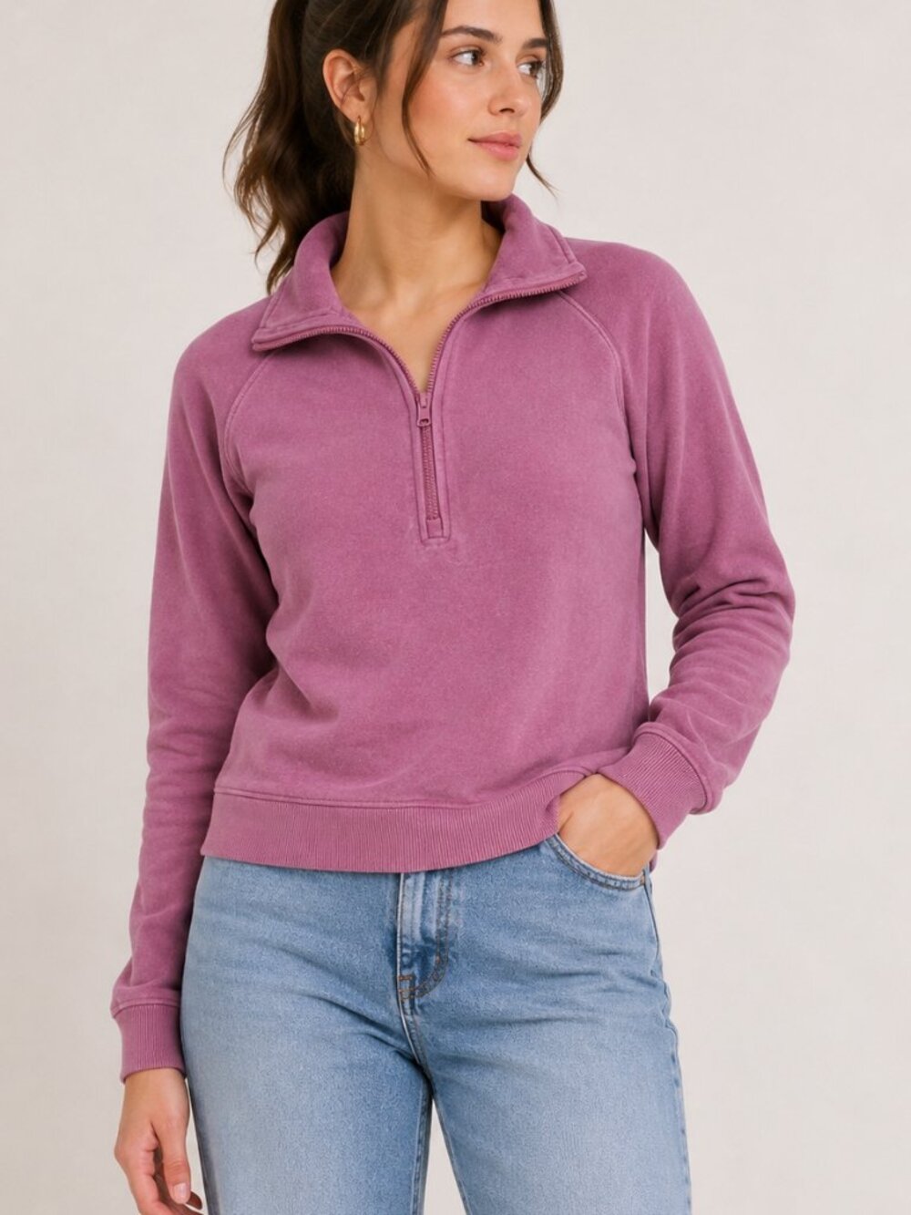 90 Degree by Reflex Women’s XS Pink Lux Fleece Camila Half Zip Pullover